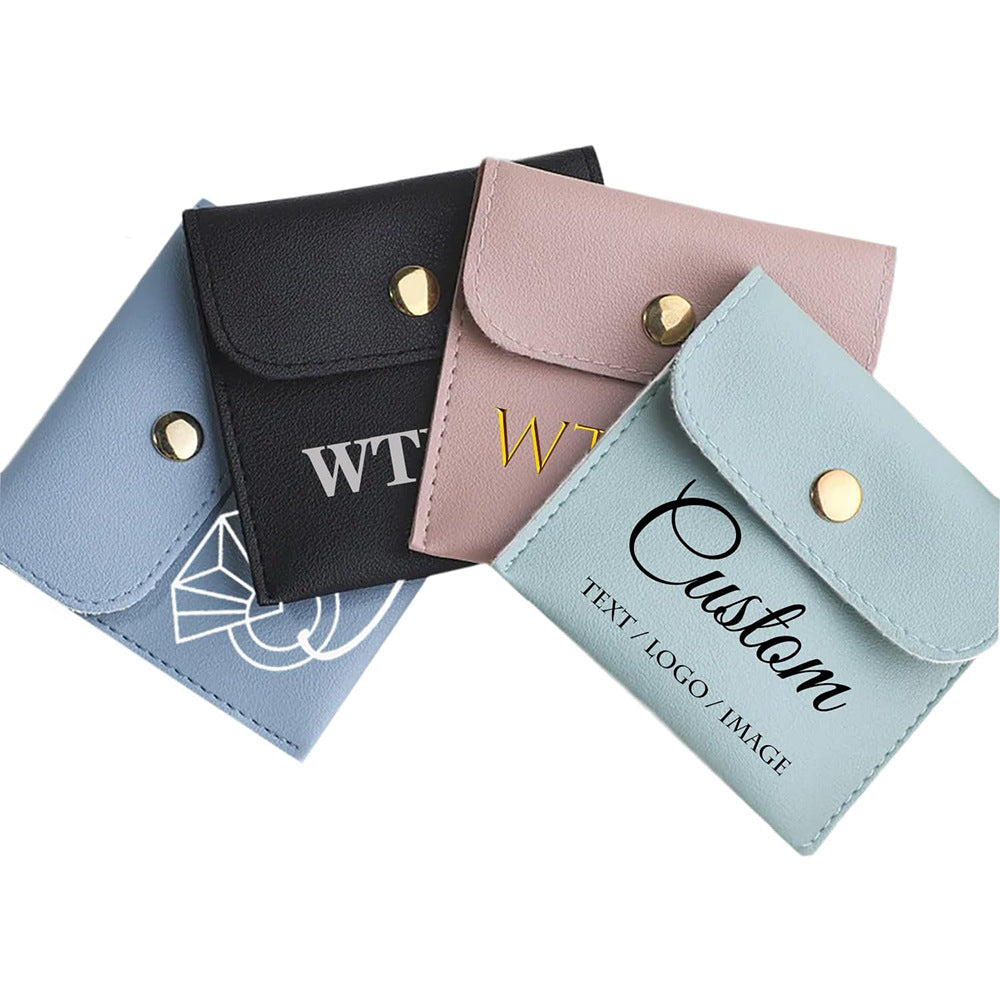 Custom PU Leather Jewelry Pouches with Button Closure