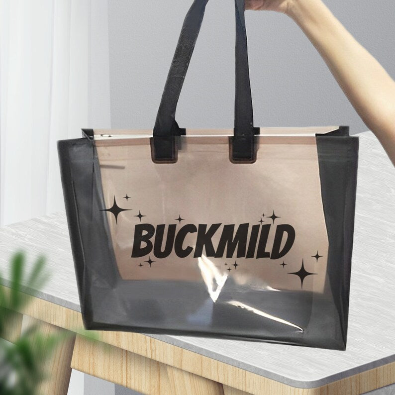 Personalized transparent Frosted Tote Bag, Custom Logo Gift Tote Bag, Plastic Beach Tote Bag