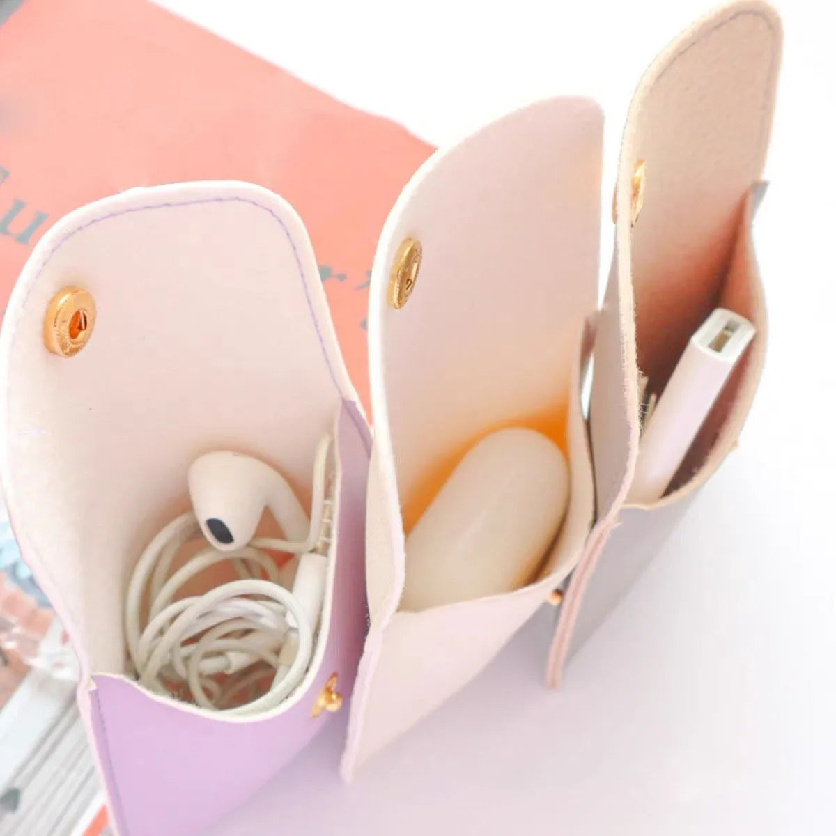 Custom PU Leather Jewelry Pouches with Button Closure