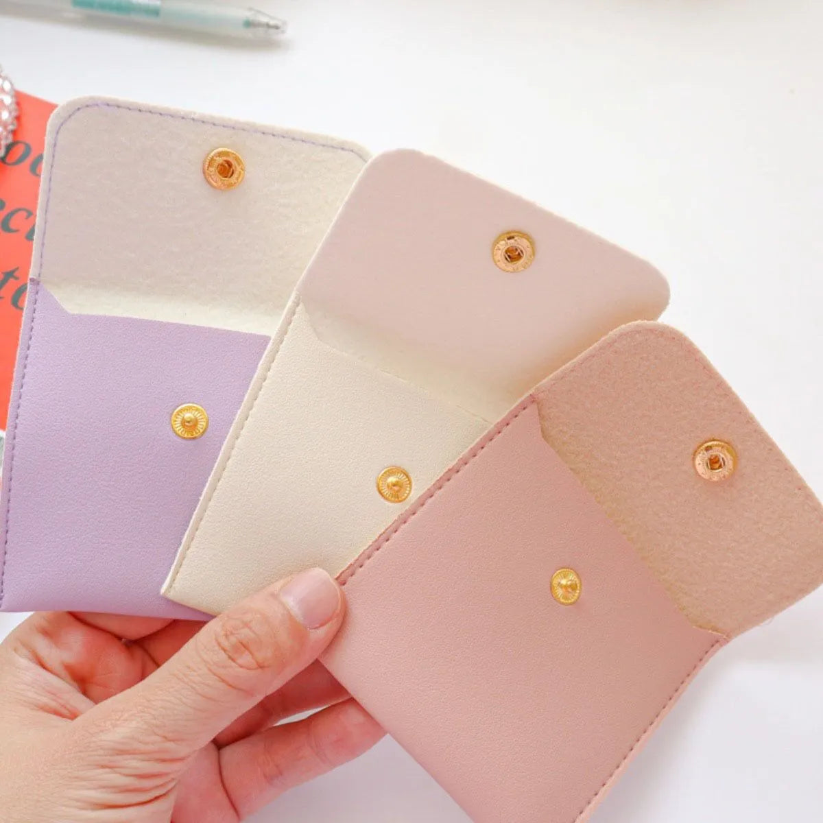 Custom PU Leather Jewelry Pouches with Button Closure