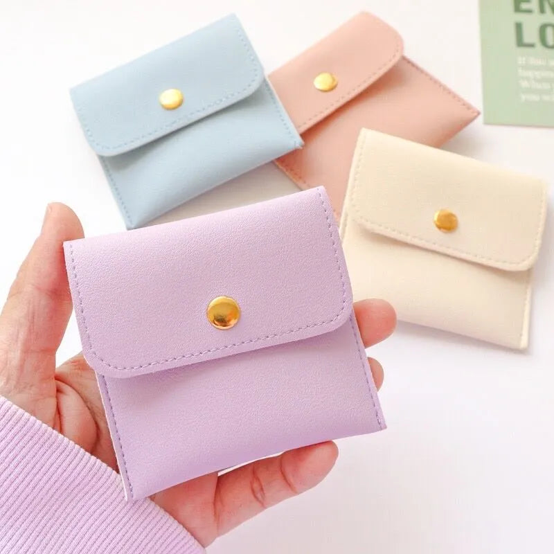 Custom PU Leather Jewelry Pouches with Button Closure