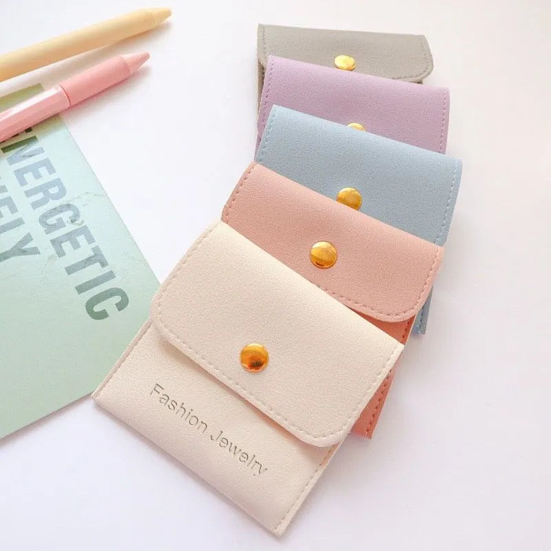Custom PU Leather Jewelry Pouches with Button Closure