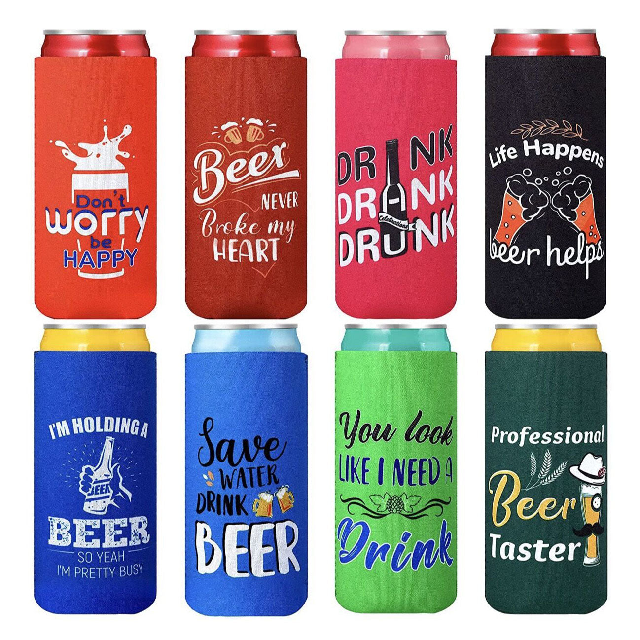 Personalized 16oz Can Cooler Custom Logo 500ml Slim Can Sleeve Collapsible