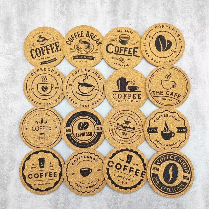 Custom Printed Natural Cork Coasters Circle Square Shape Drinking Coaster