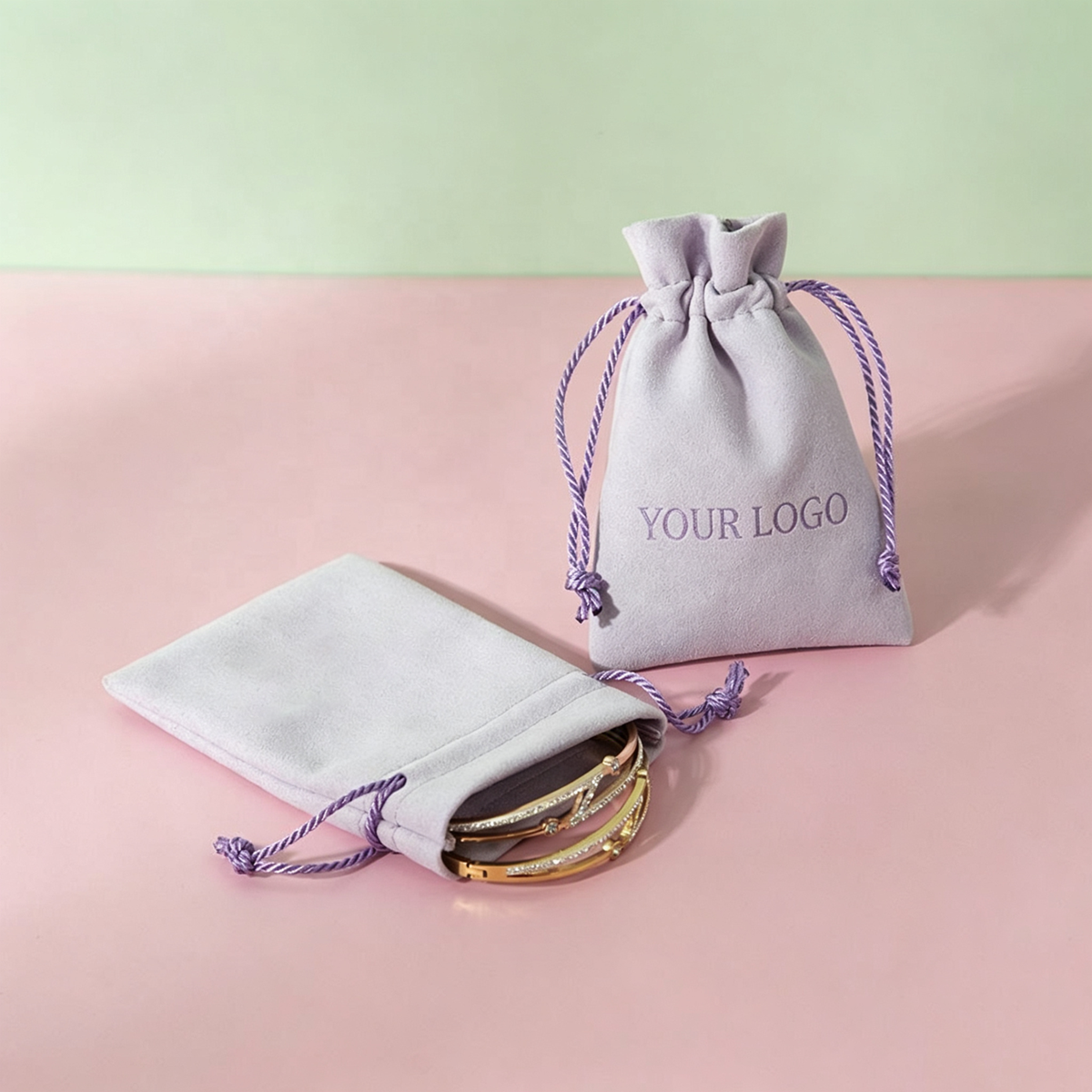 Custom Logo Velvet Jewelry Packaging Pouches Drawstring Bags