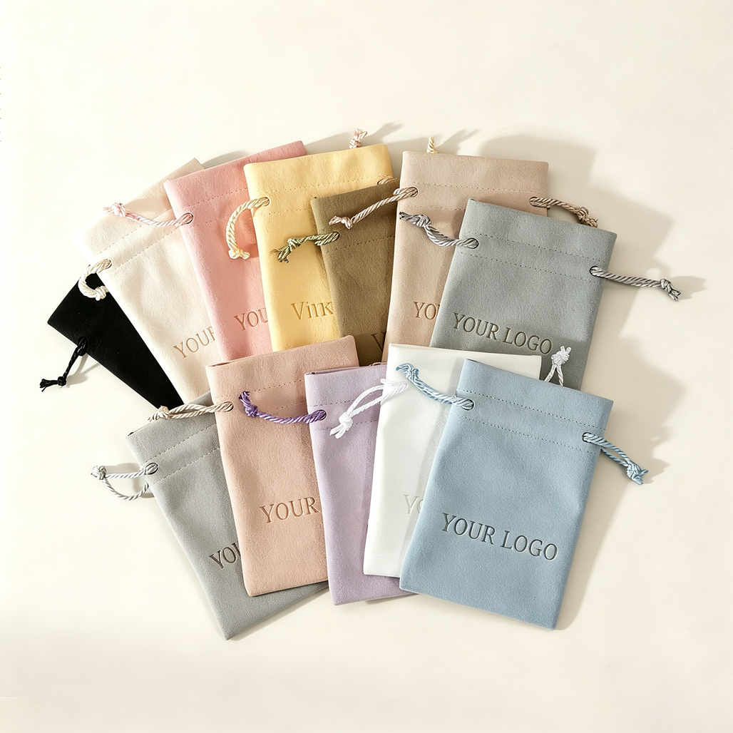 Custom Logo Velvet Jewelry Packaging Pouches Drawstring Bags