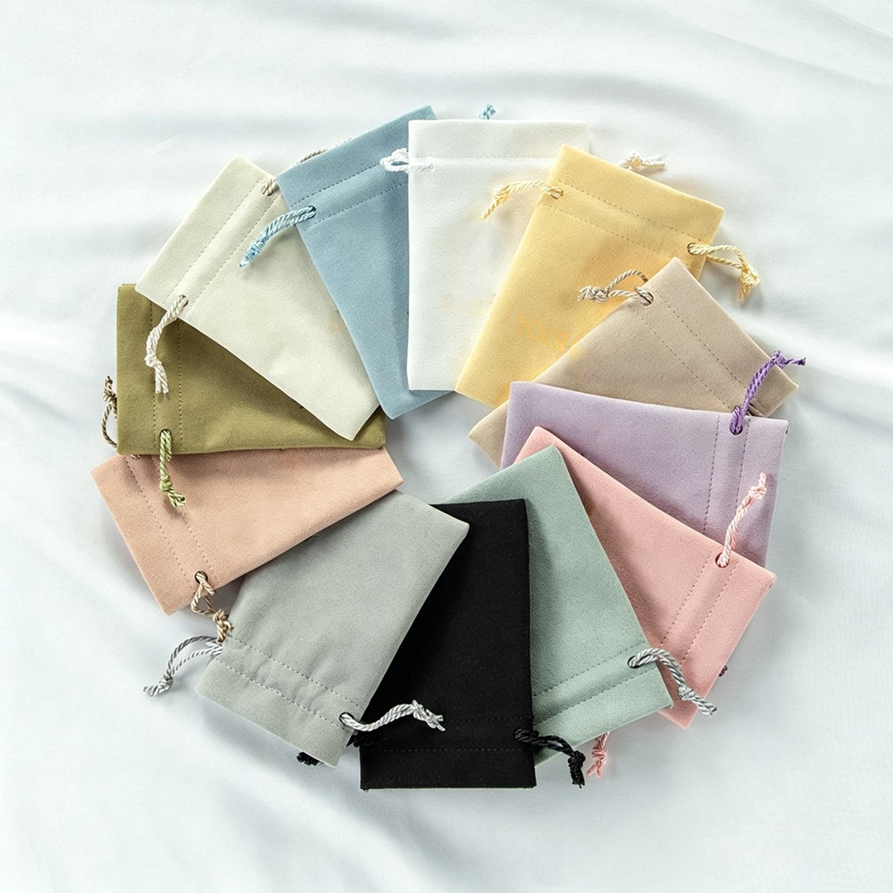 Custom Logo Velvet Jewelry Packaging Pouches Drawstring Bags