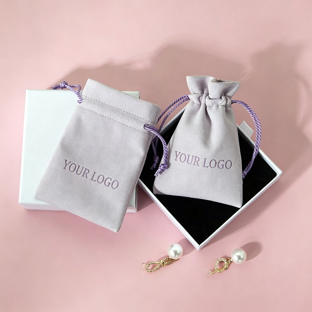 Custom Logo Velvet Jewelry Packaging Pouches Drawstring Bags
