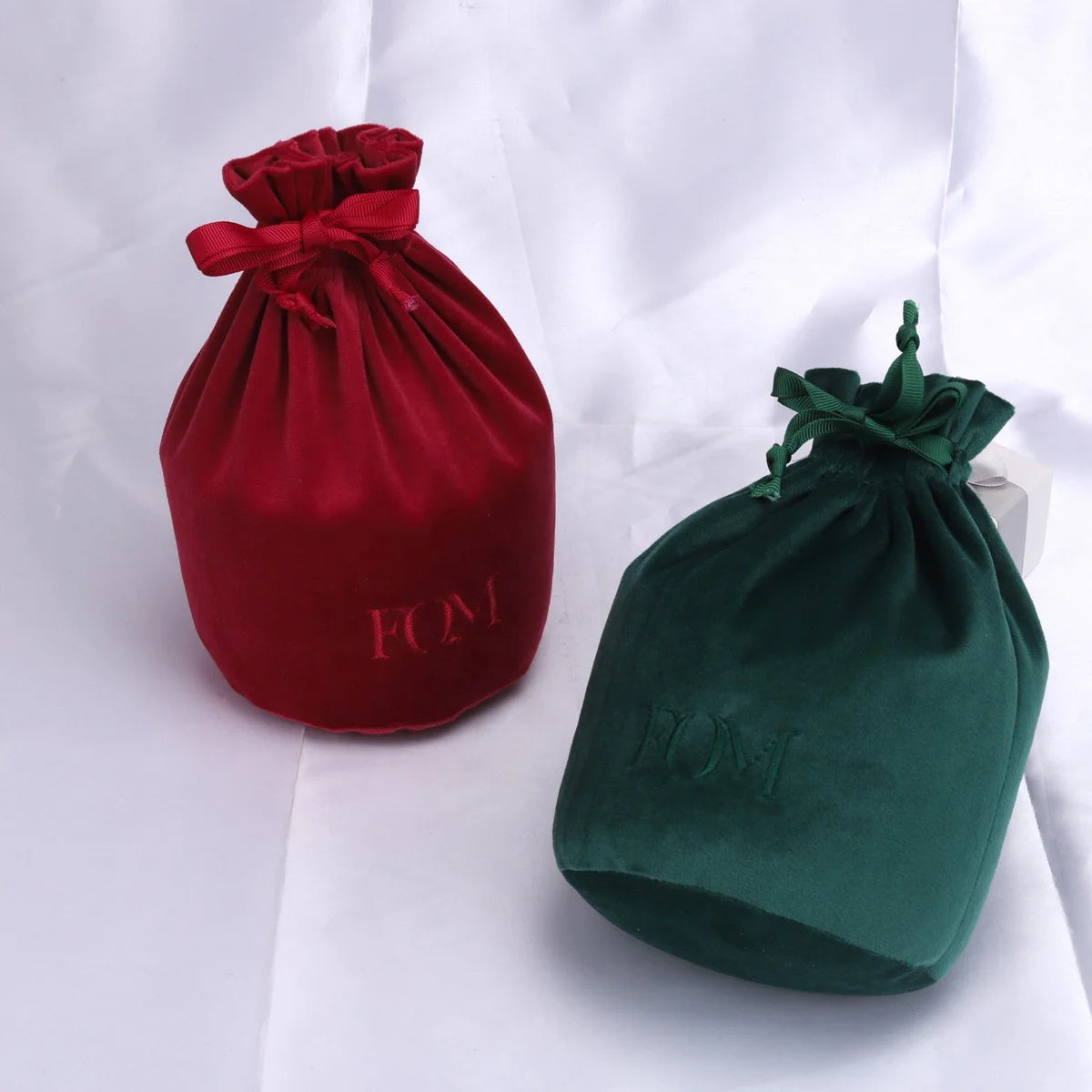 Custom Velvet Round Bottom Drawstring Bags | Logo Printed Gift Pouches