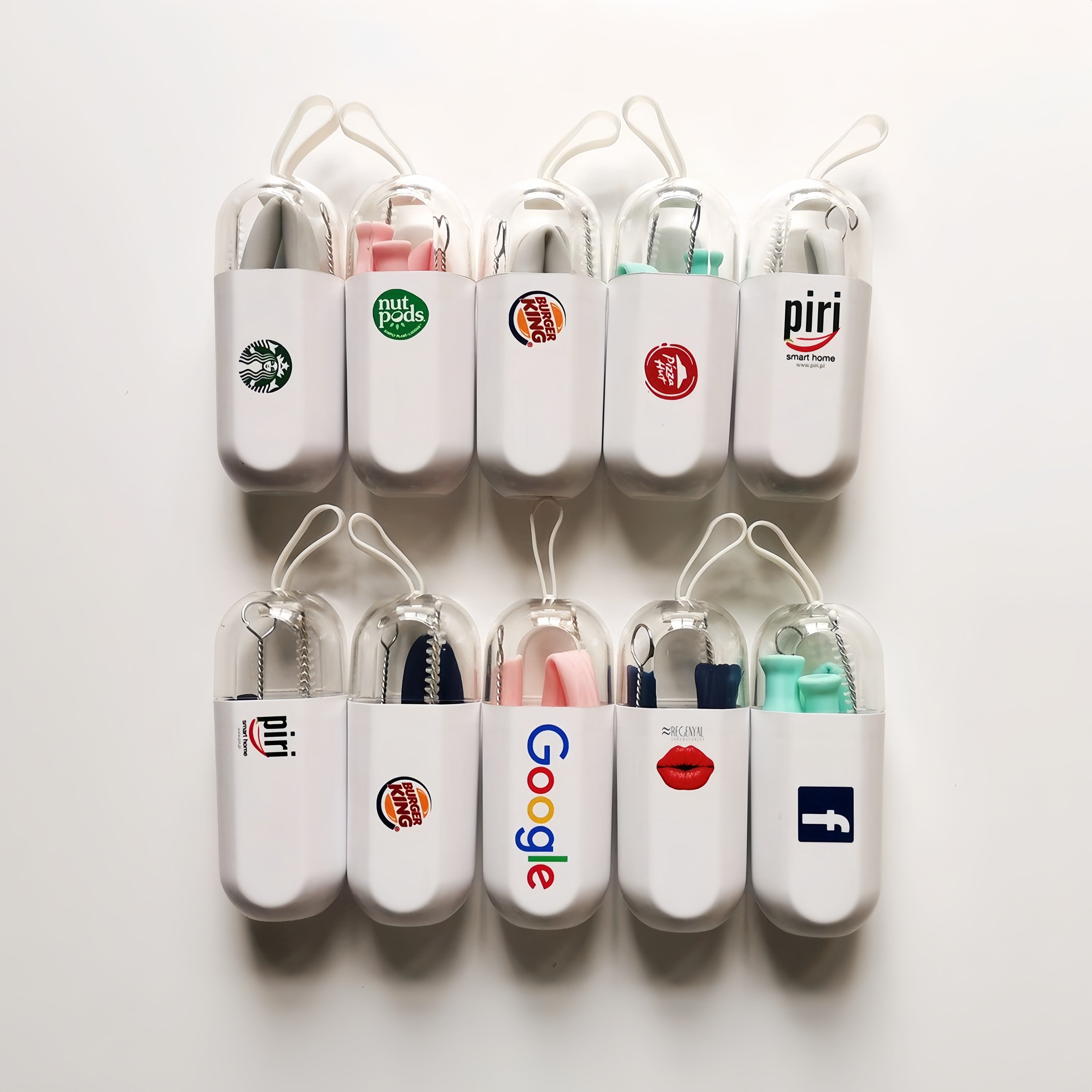Wholesale Custom Logo Reusable Drinking Straws Silicone  Collapsible Straw with Portable Case and Brush