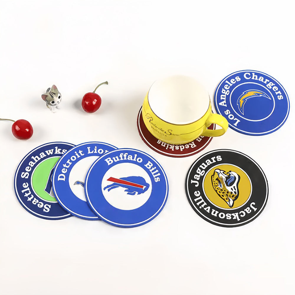 Custom Shape Rubber Coasters – Soft PVC Drink Coasters with Personalized Logo Design