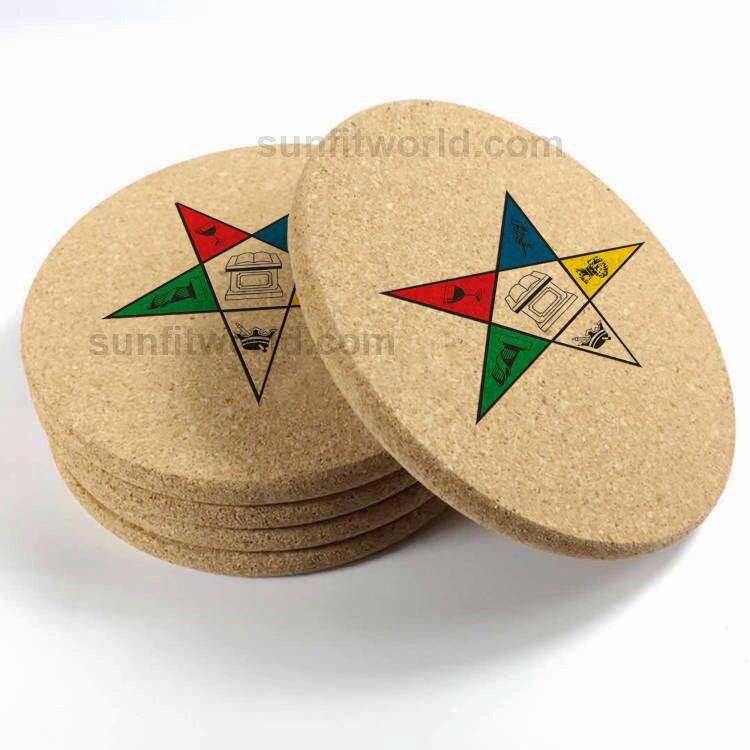 Custom Printed Natural Cork Coasters Circle Square Shape Drinking Coaster