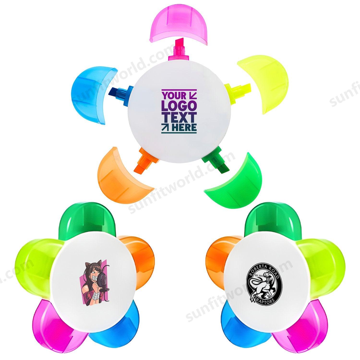 Promotional Branded Five Color Flowers Highlighter Pens For Office