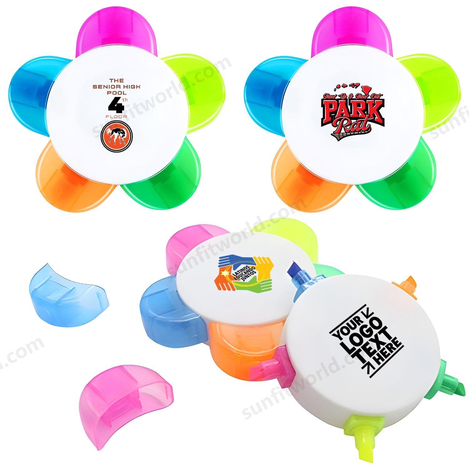 Promotional Branded Five Color Flowers Highlighter Pens For Office