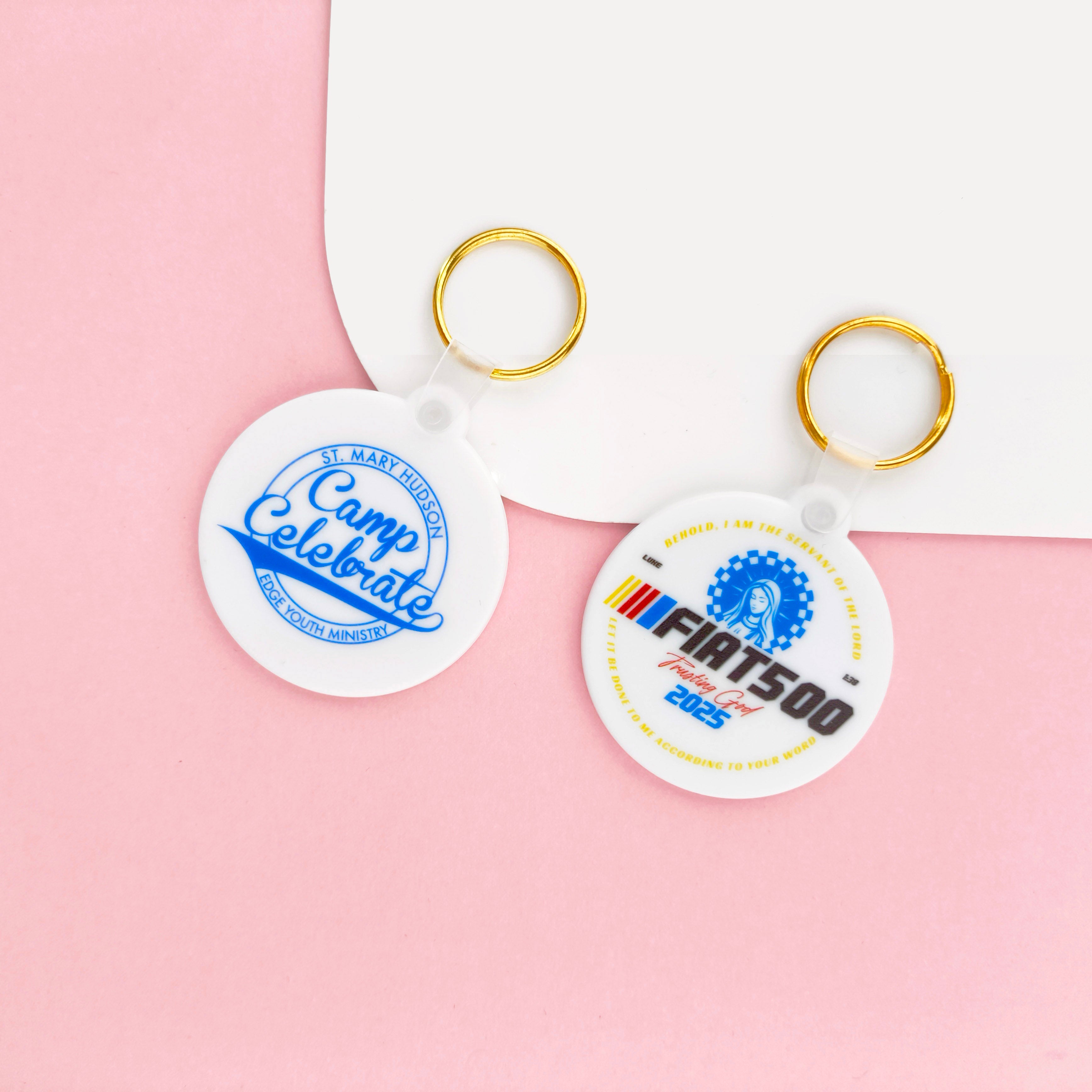 Round Shape Promotional PVC Key Tag Printed Round Style Soft Keychains