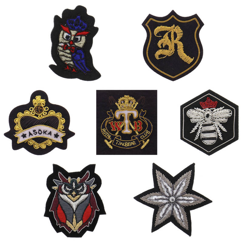 Silver Gold Bullion Beaded Royal Crest patches