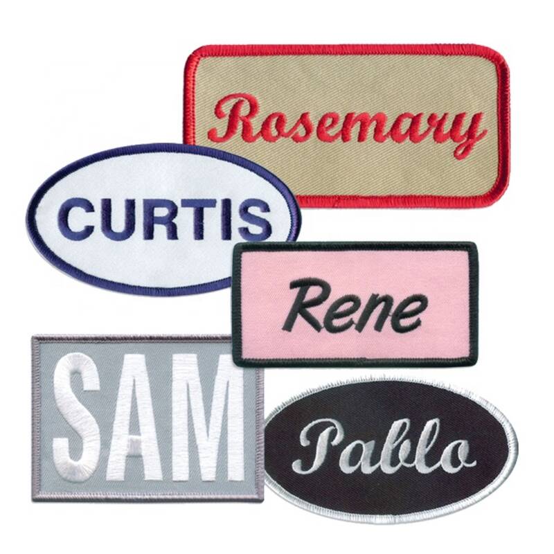 Custom patch embroider name tag patch with hook and loop fasteners or SEW On or Iron on