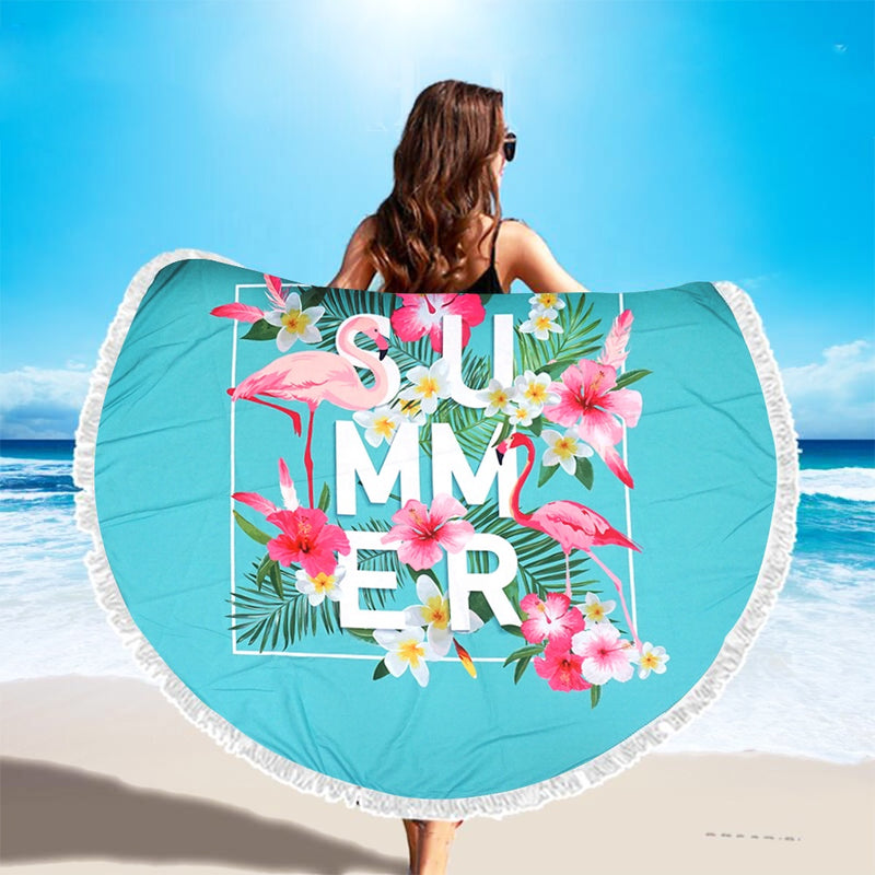 Pattern Round Beach Towel With Tassels 