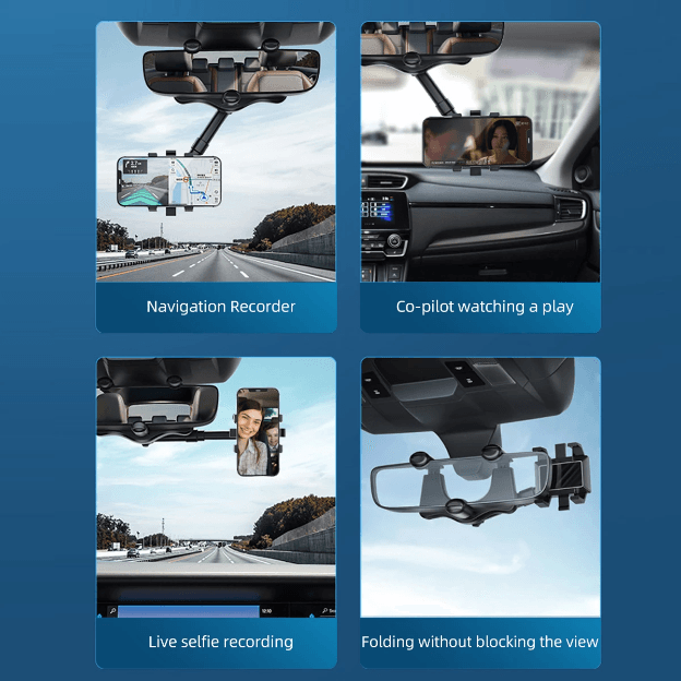 2023 New 360 Degree Rotatable Phone Stand Adjustable Mount for Rearview Mirror