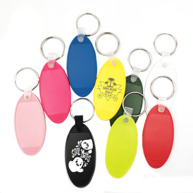 Personalised Keyring - Clear Acrylic OVAL - Ideal for Hotels, Bed and Breakfast, Guest Houses