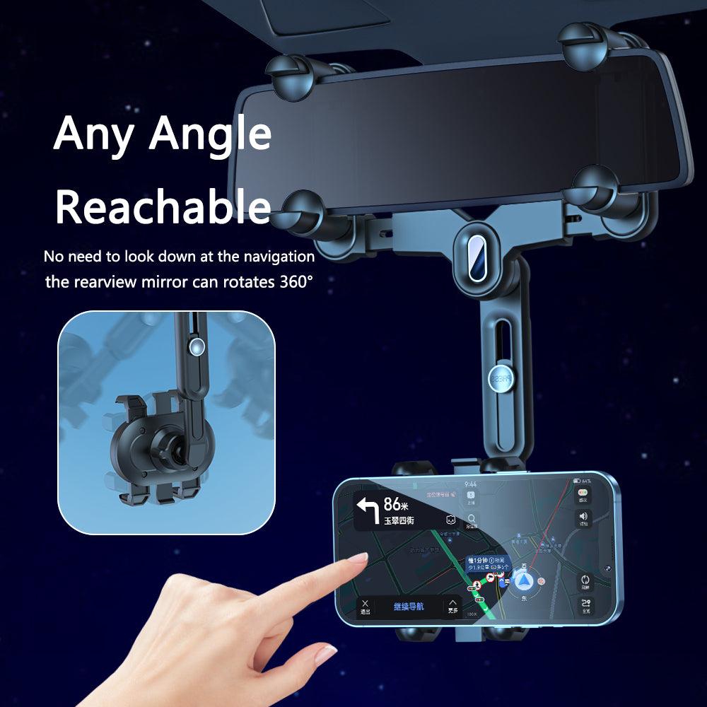 2023 New 360 Degree Rotatable Phone Stand Adjustable Mount for Rearview Mirror