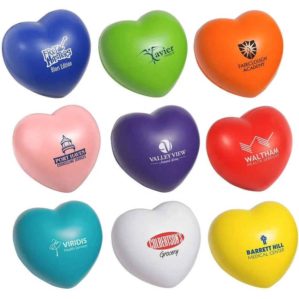 Custom Logo Heart Shaped Stress Ball Hand Exercise Ball PU Foam Stress toys