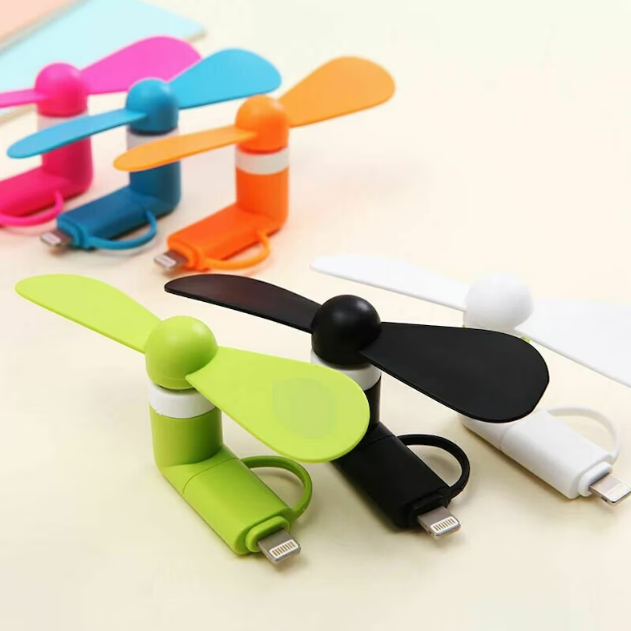 Custom 3 in 1 Handheld Fan For iPhone & Android & Type-C Promotional Product | Portable Fan Promotionals Summer Gift