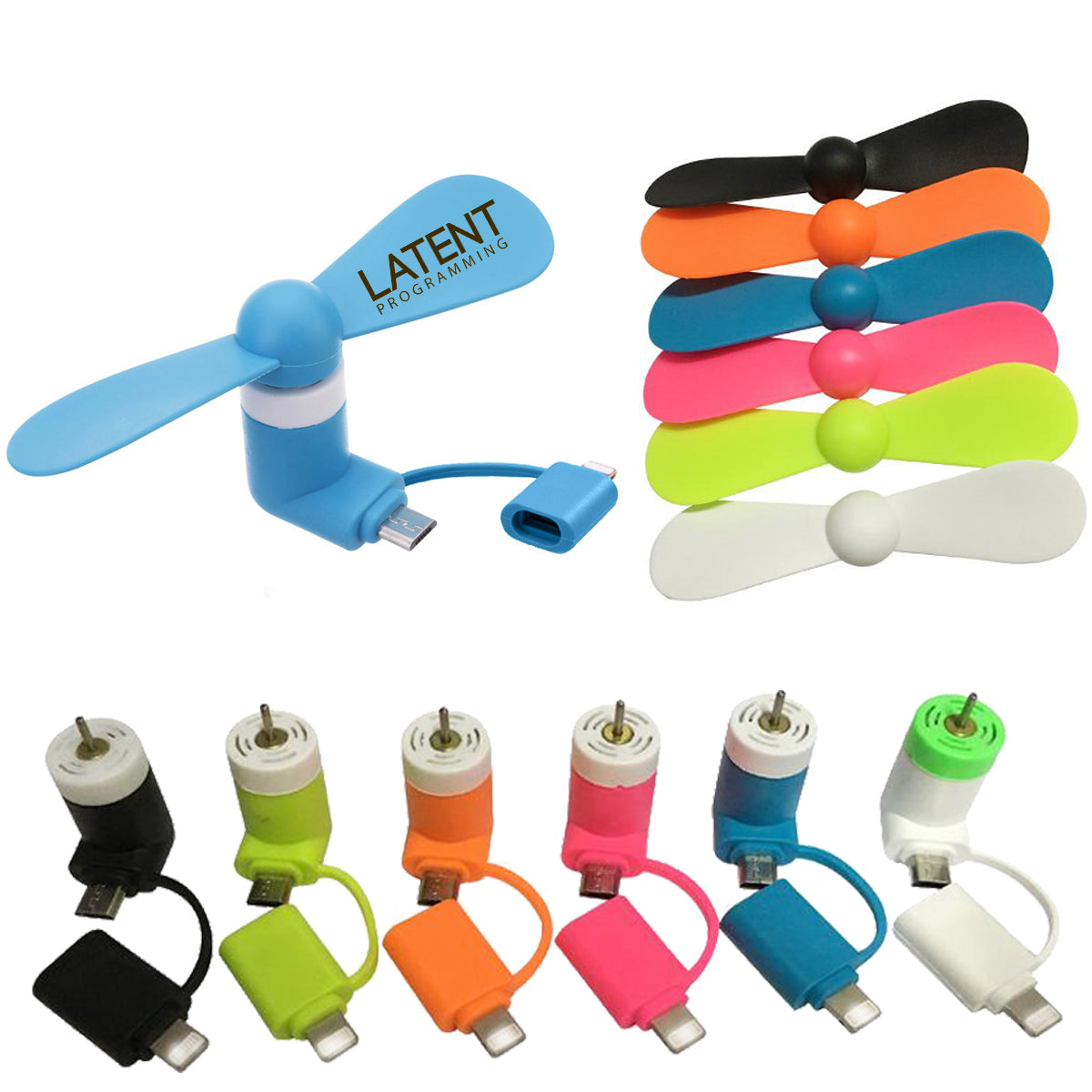 Custom 3 in 1 Handheld Fan For iPhone & Android & Type-C Promotional Product | Portable Fan Promotionals Summer Gift