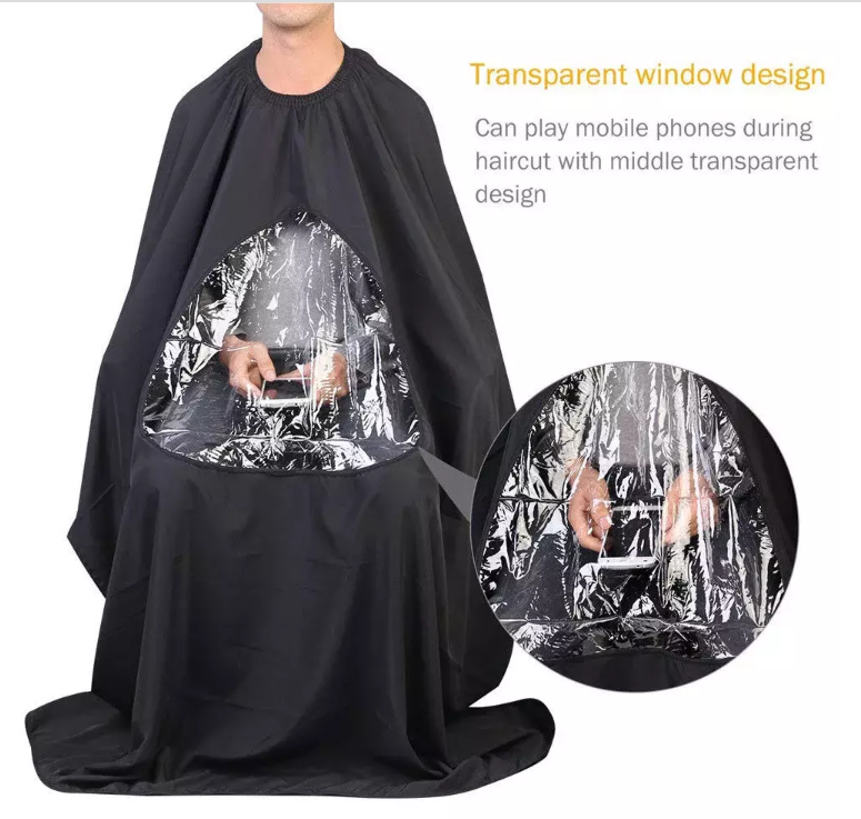 Salon Barber Hair Cutting Gown Cape with Viewing Window Hairdresser Wrap Apron