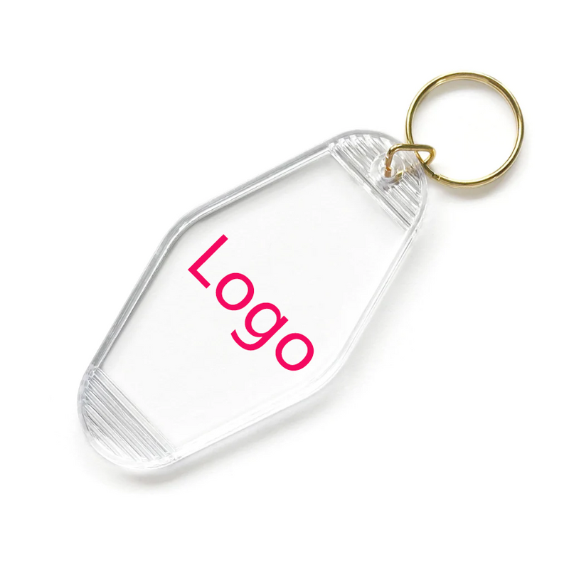 LOW MOQ Custom Transparent Plastic Keychain Hotel Key Tags