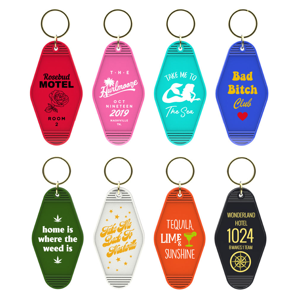 50Custom UV Keychains Promotionals | Hotel Key ring Cute Keychains Promo Items Keychain Hotel Motel Luggage